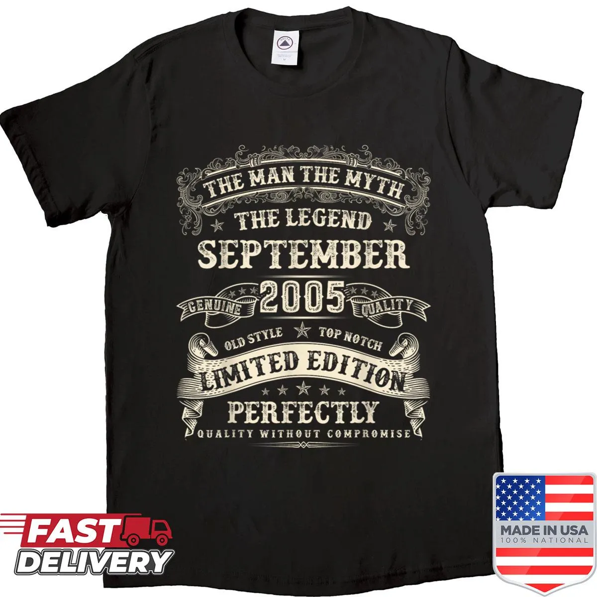 20th birthday shirt for men, celebrating September 2005