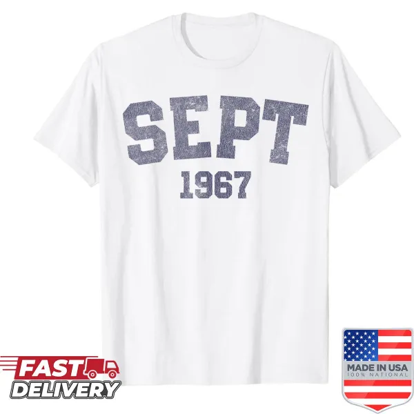 Vintage-style shirt celebrating a 58th birthday in September 1967