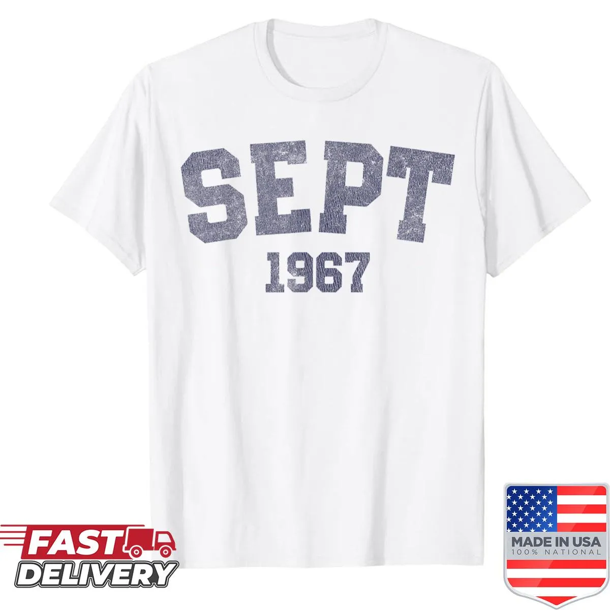 Vintage-style shirt celebrating a 58th birthday in September 1967