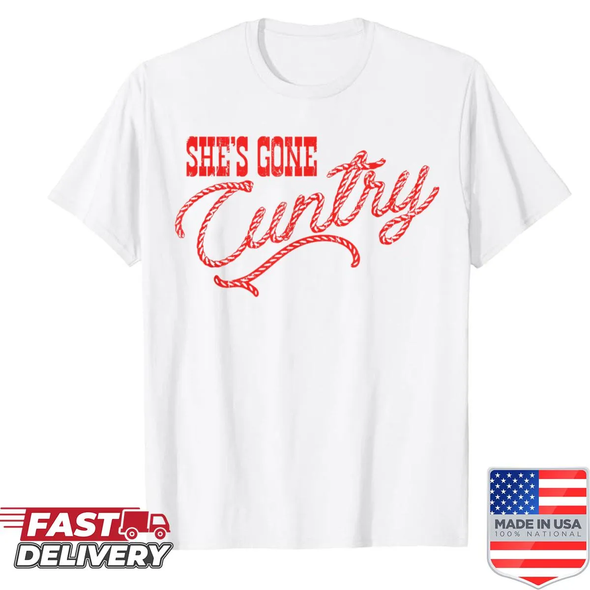 Vintage-inspired shirt with 'She's Gone Cuntry' text for country music lovers