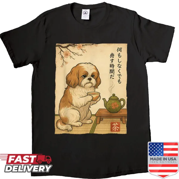 Ukiyo-e style Shih Tzu shirt with vintage art design