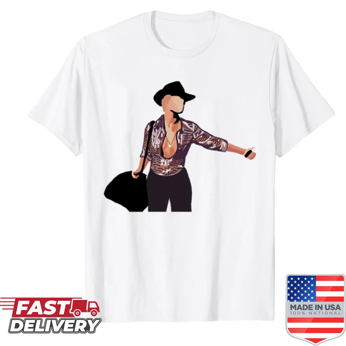 Illustrated shirt inspired by Nomi Malone from the showgirls