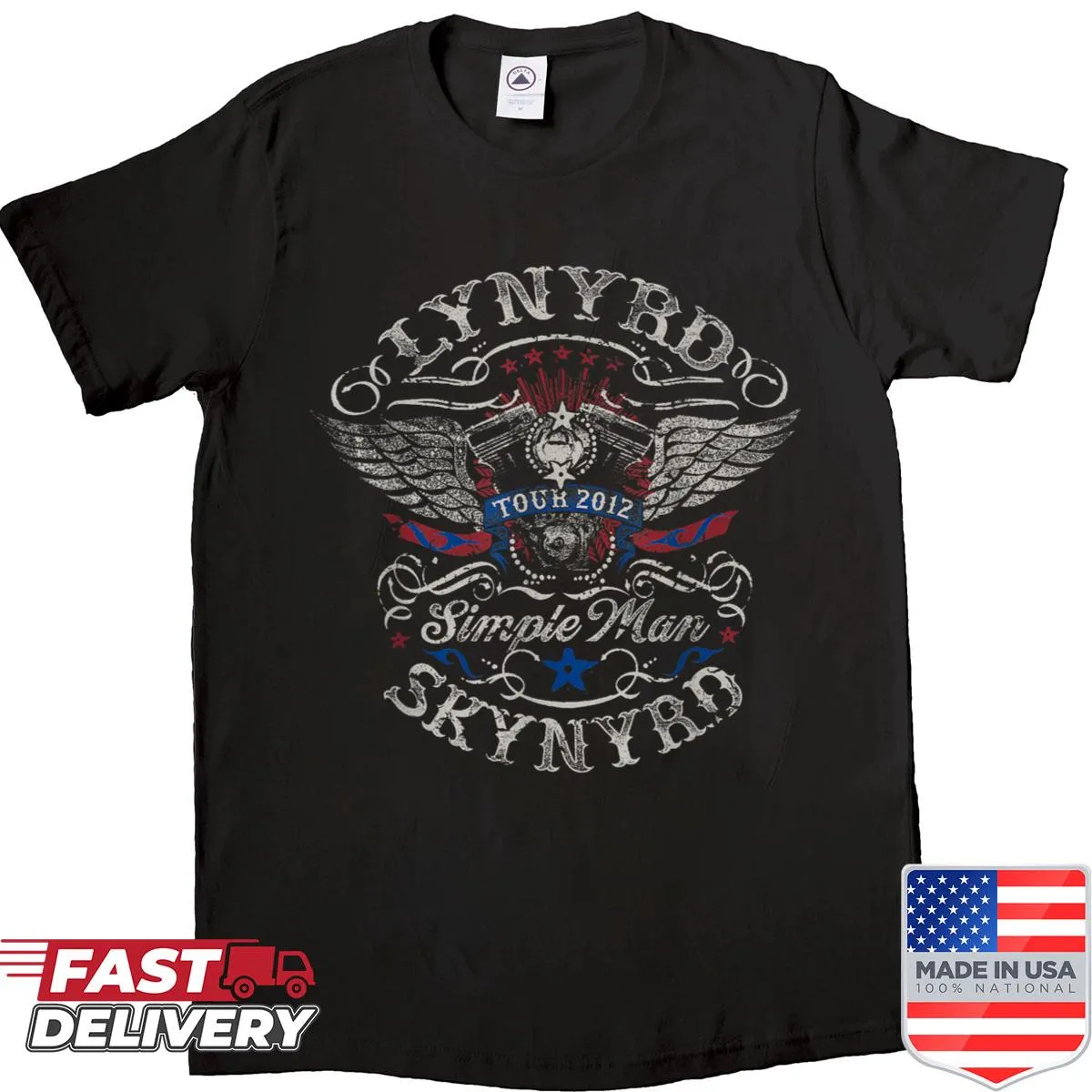 Retro artwork t-shirt celebrating the Simple Man Tour 2012
