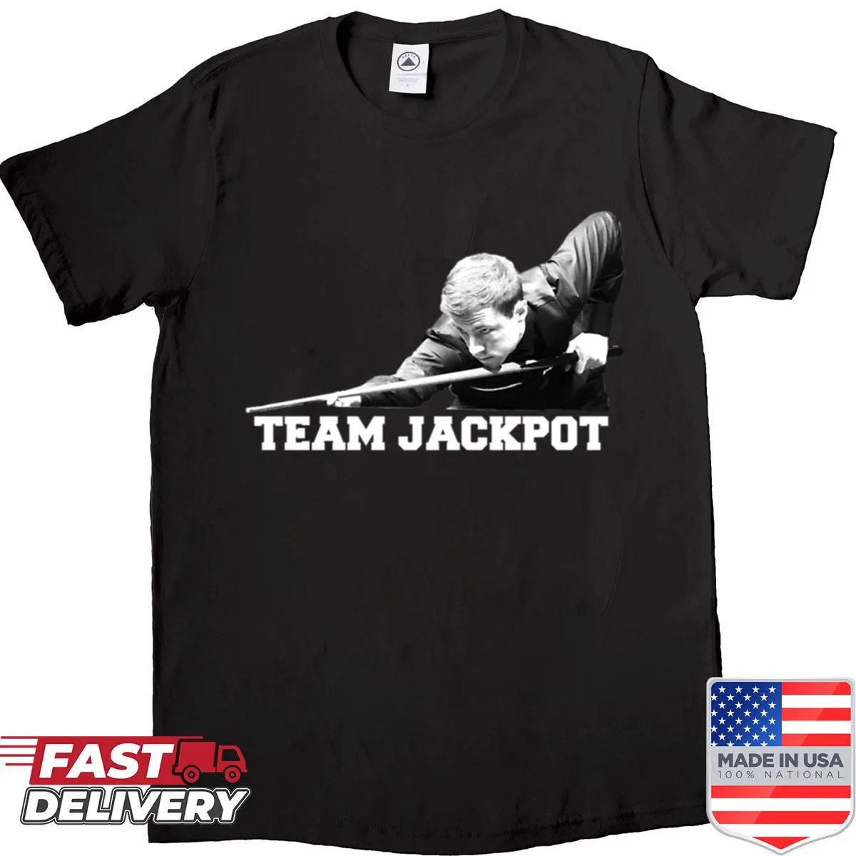 Illustrative snooker fan t-shirt featuring Team Jackpot and Jack Lisowski
