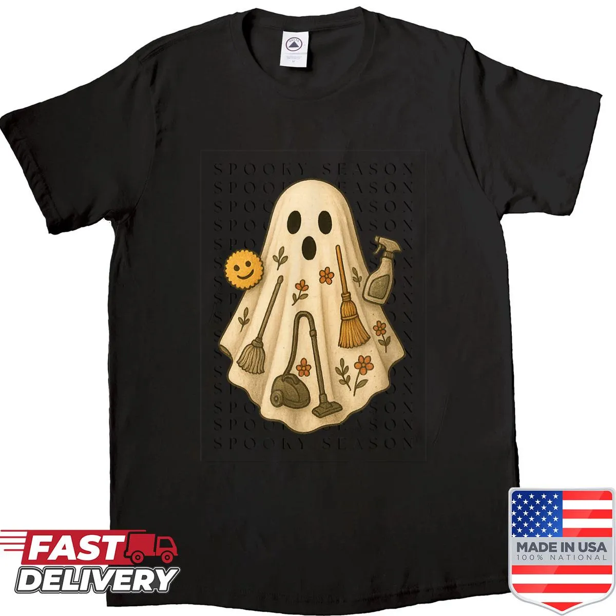 Spooky Season cleaning shirt with playful typography