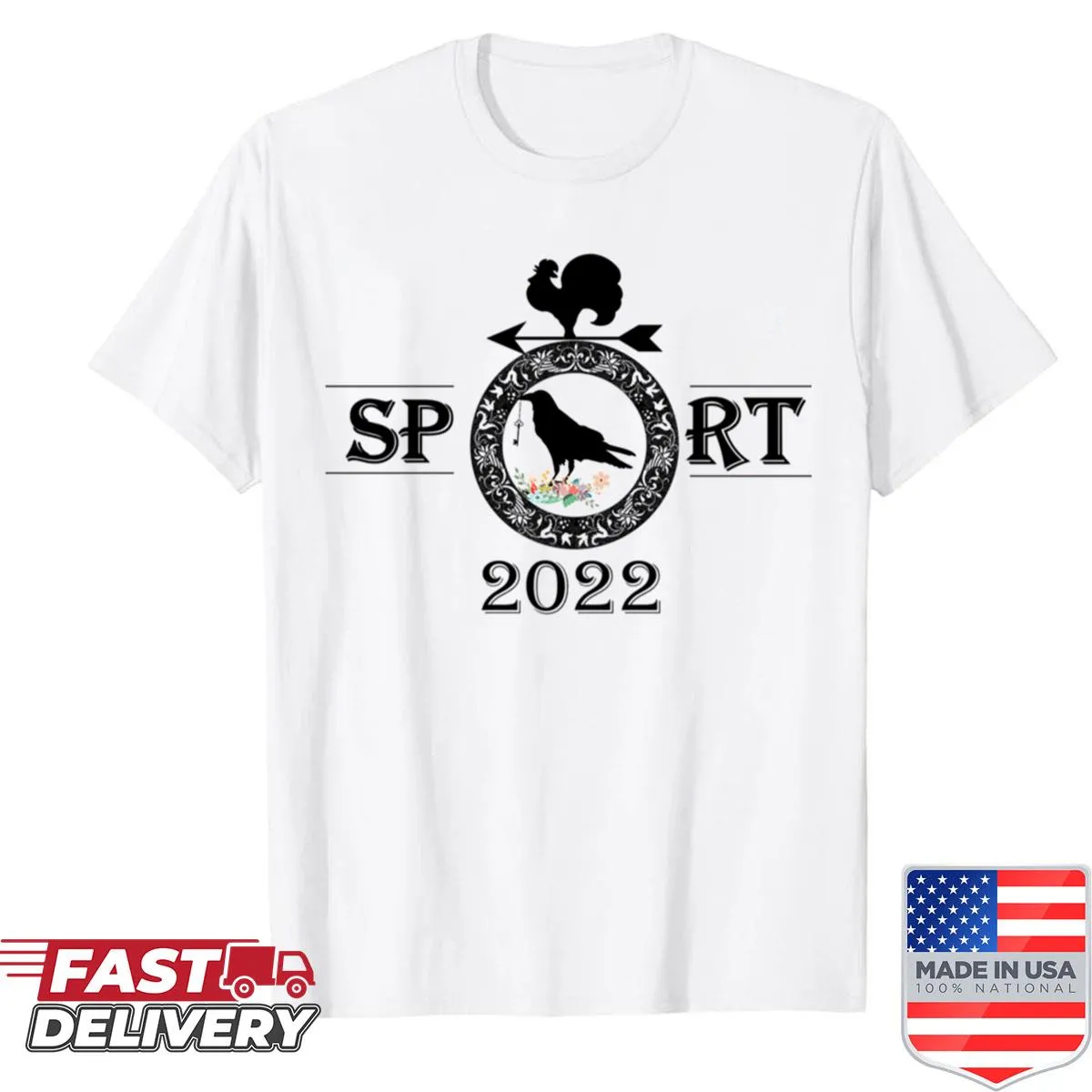 Energetic sports-themed T-shirt celebrating the year 2022