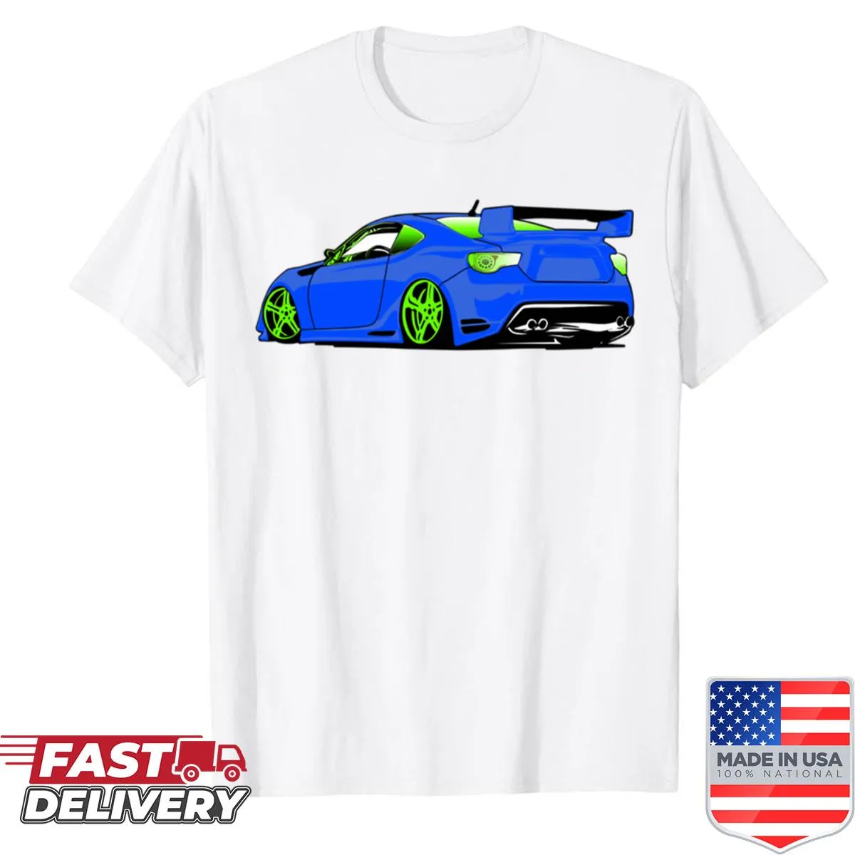 Typographic design shirt celebrating sports car modifications