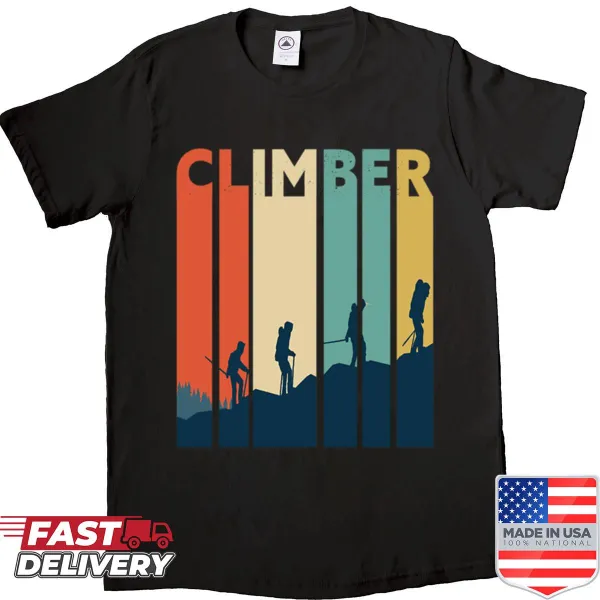 Retro sport climbing t-shirt with adventure theme