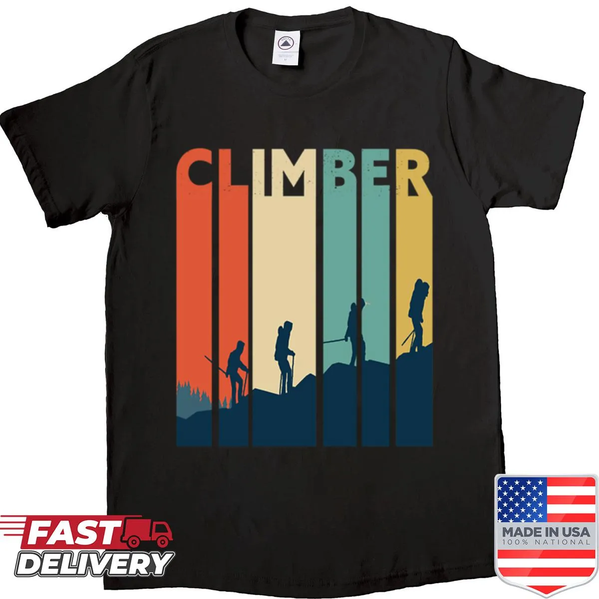 Retro sport climbing t-shirt with adventure theme