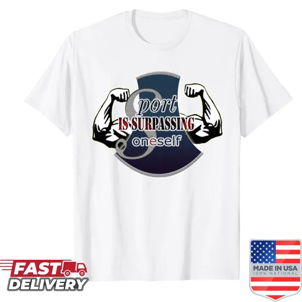 Motivational sport-themed shirt with the phrase Surpassing Oneself