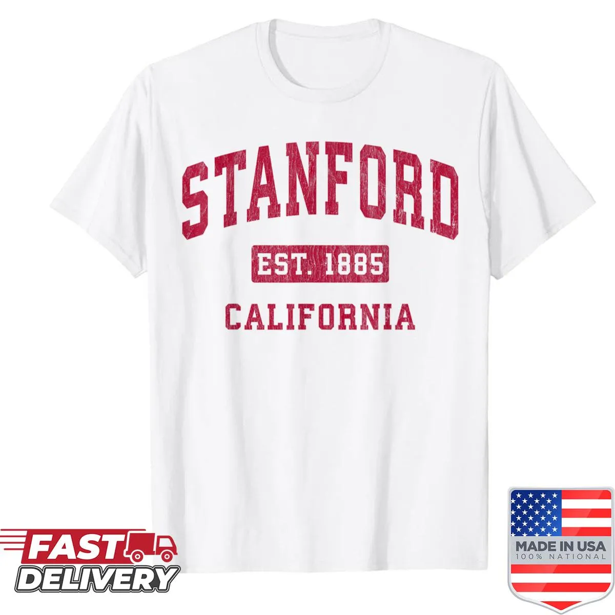 Vintage-style shirt featuring Stanford California sports design