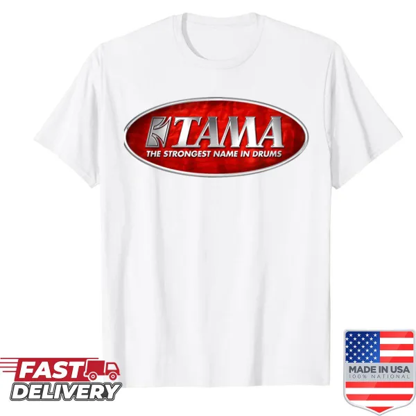 Tama Drum logo prominently featured on a T-shirt