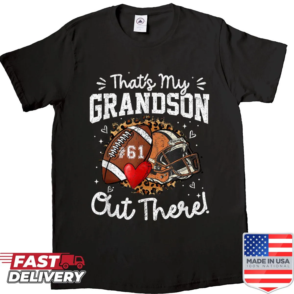 Football shirt with 'That's My Grandson Out There' and number 61