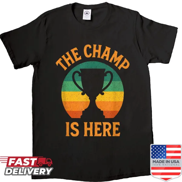 Retro fantasy football shirt with trophy graphic and text