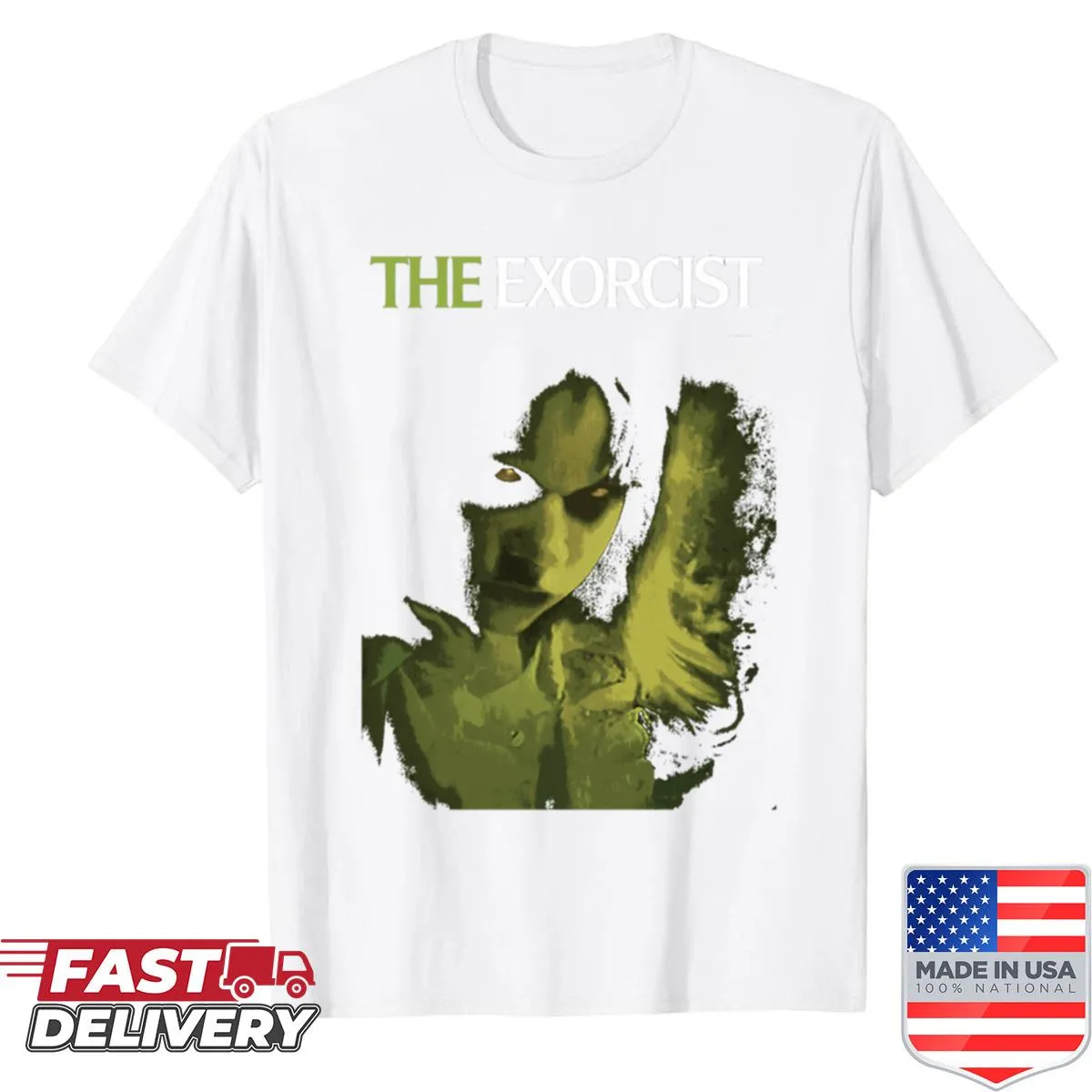 Horror-themed t-shirt inspired by The Exorcist film