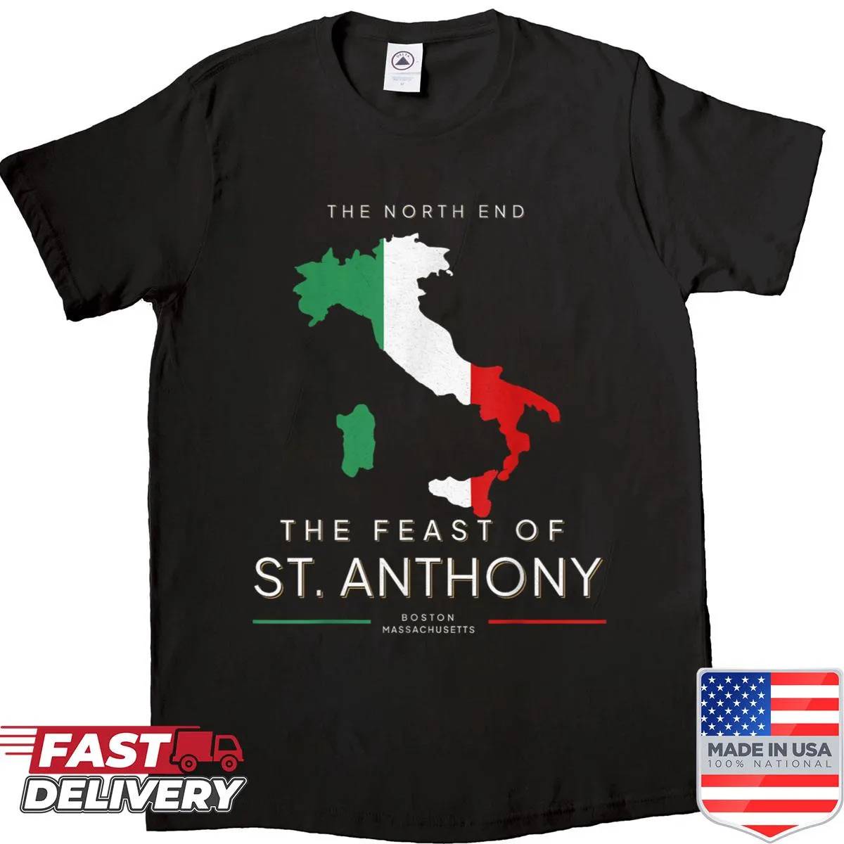 Festive shirt celebrating the Feast of St. Anthony with festival imagery