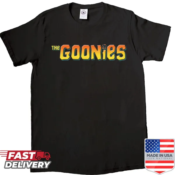 Fun shirt with sticker-style graphic inspired by The Goonies
