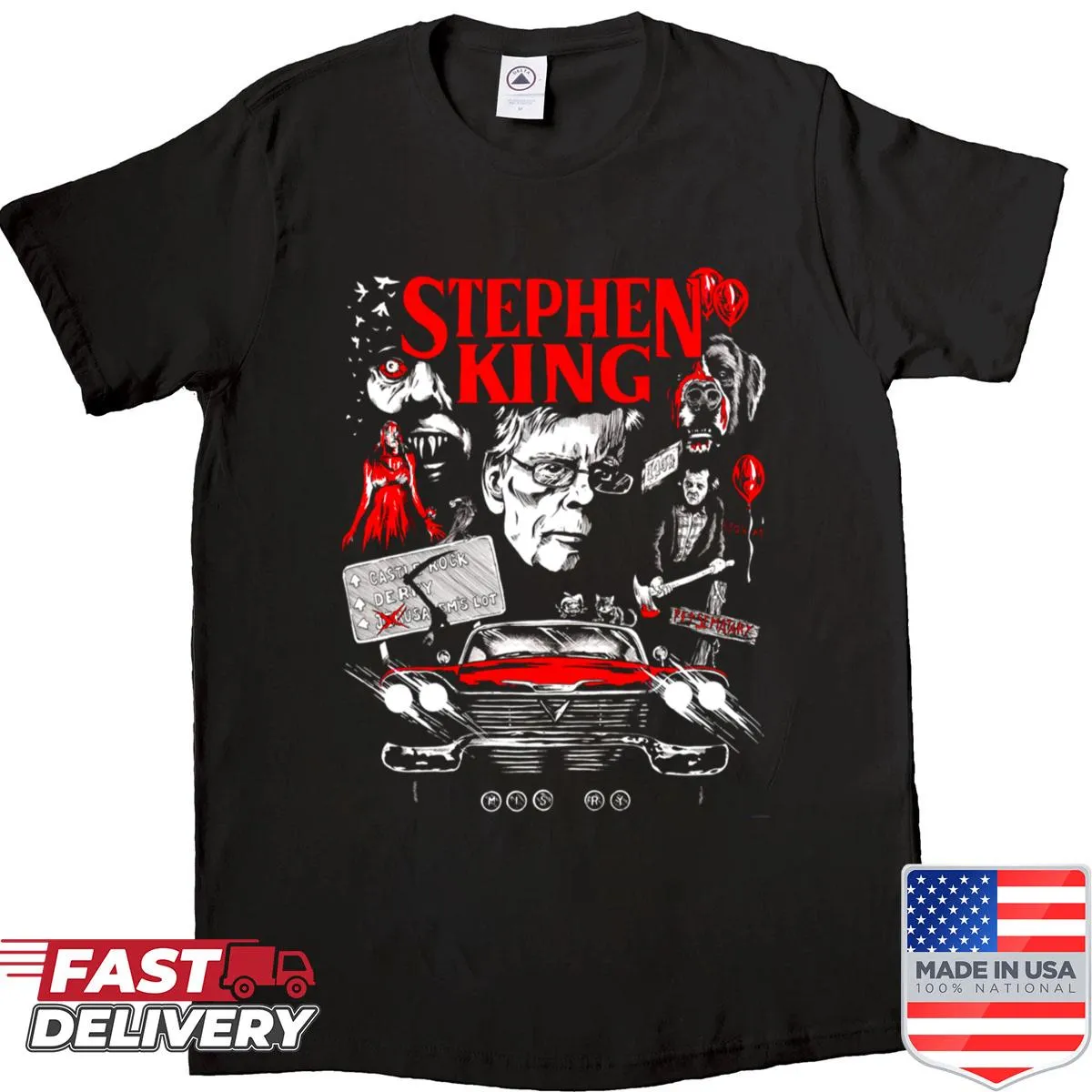 Minimalist shirt with bold text stating 'The King'