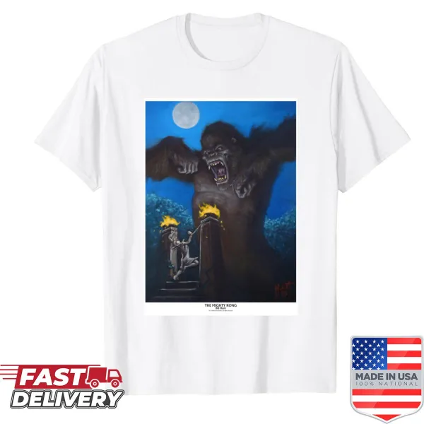 Cartoon-style T-shirt featuring a playful depiction of King Kong
