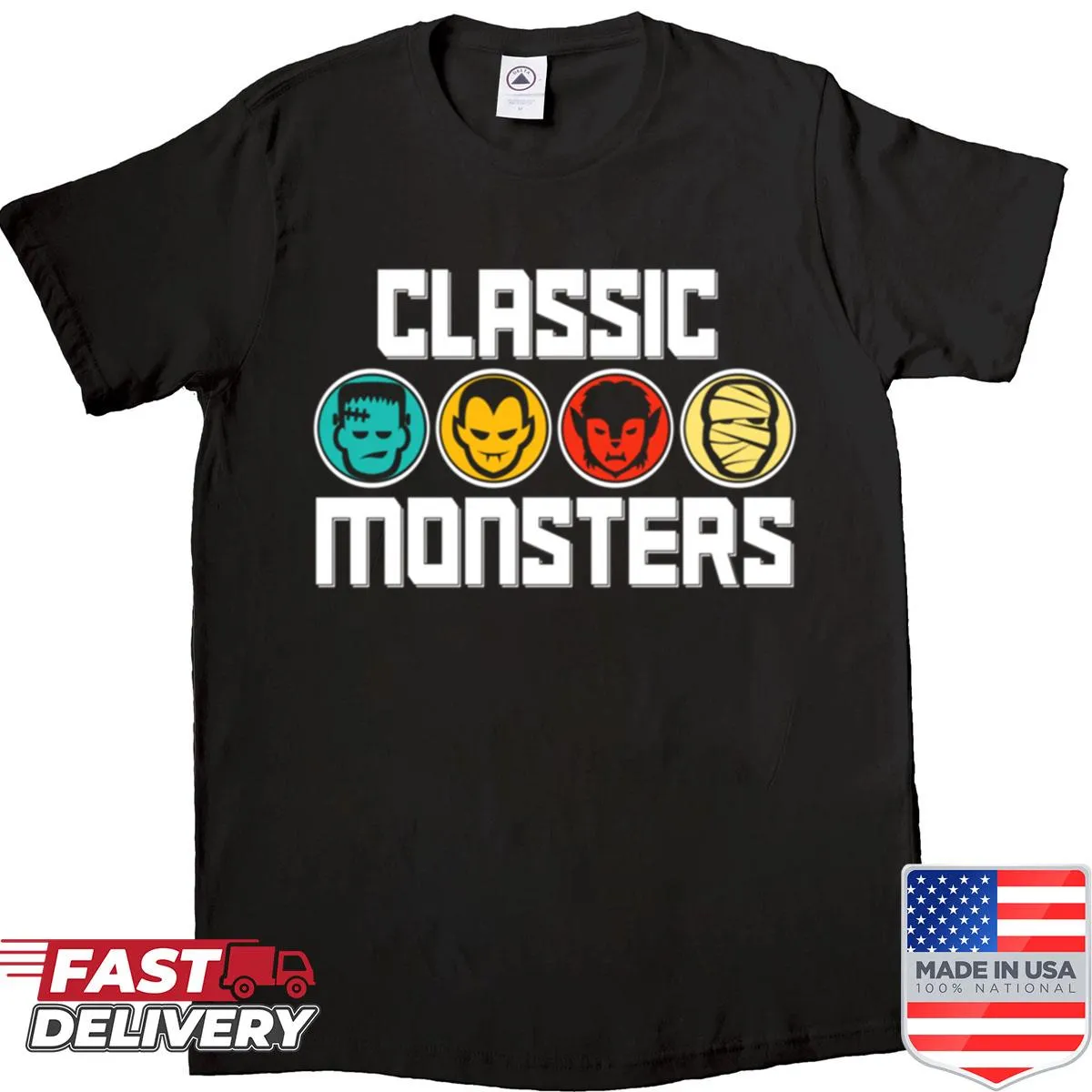 Playful illustration of quirky monsters on a shirt