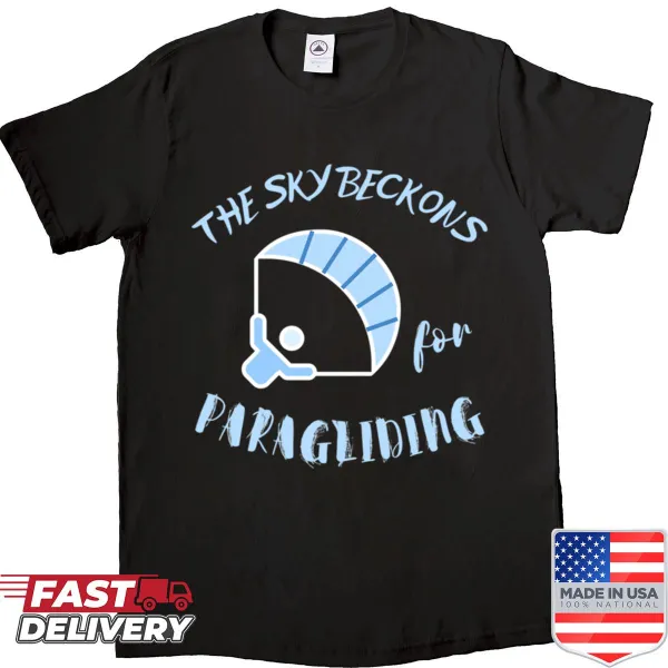 Shirt featuring a paragliding illustration and adventurous theme