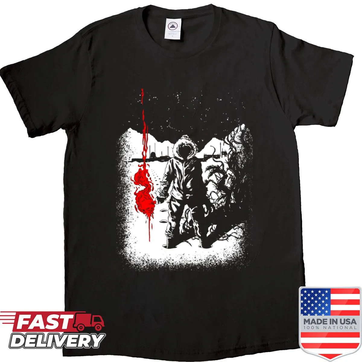 Silhouette T-shirt inspired by the horror film 'The Thing'