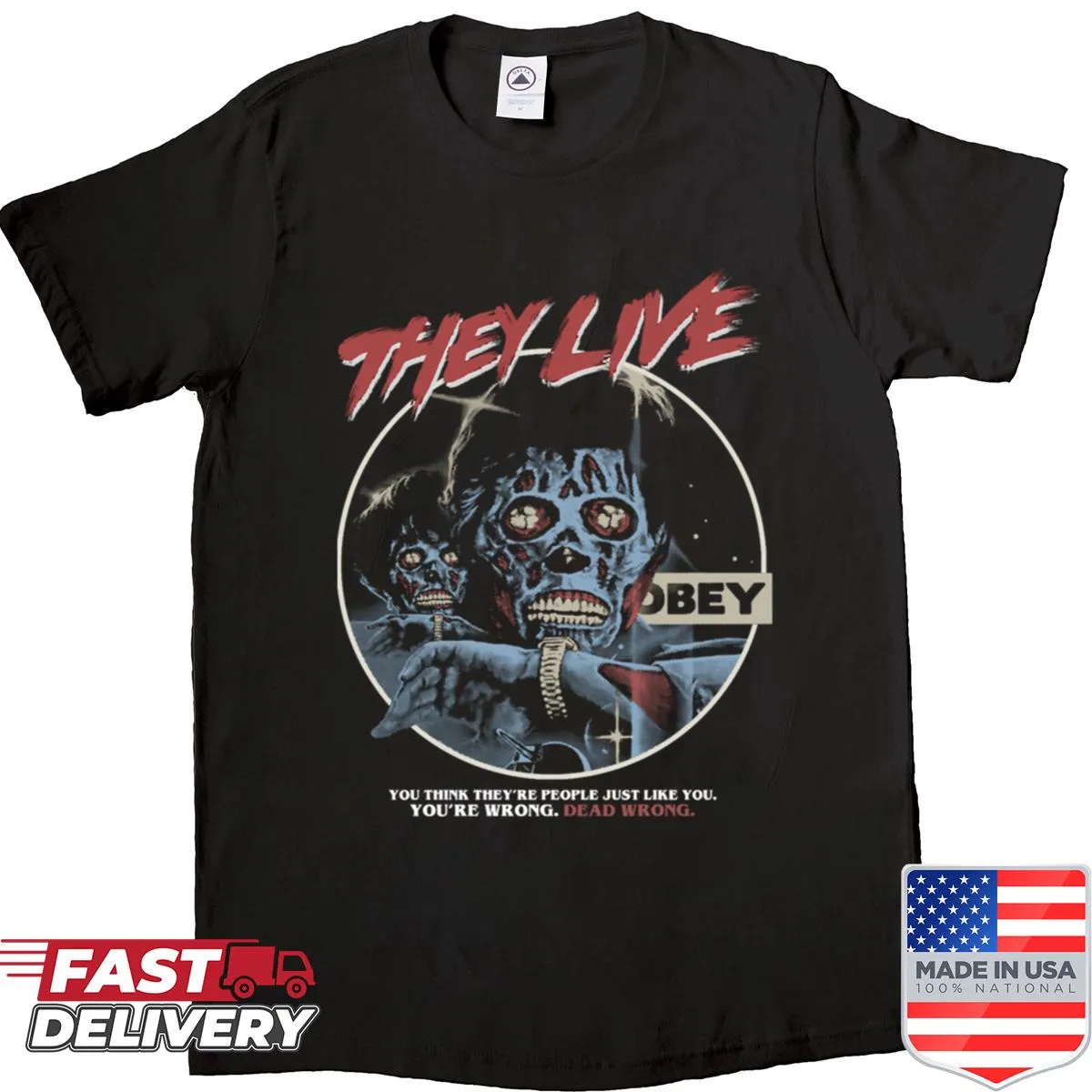 John Carpenter horror shirt featuring imagery from They Live