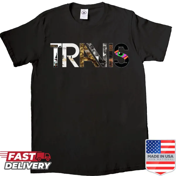 Stylish T-shirt featuring the Travis band logo.