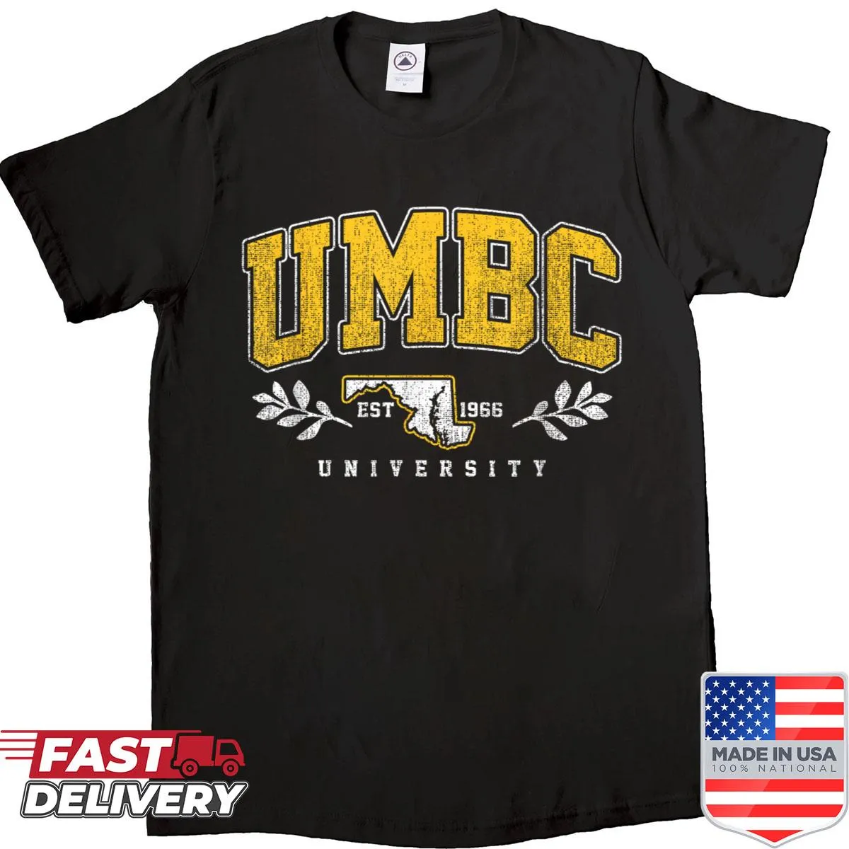 Umbc Arch logo graphic on a collegiate tee