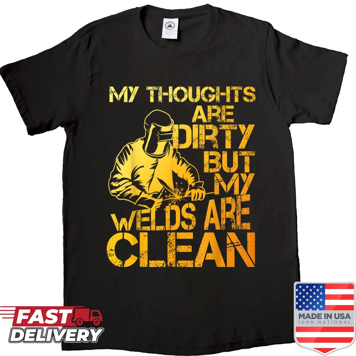 Welding shirt with unique design featuring welding tools