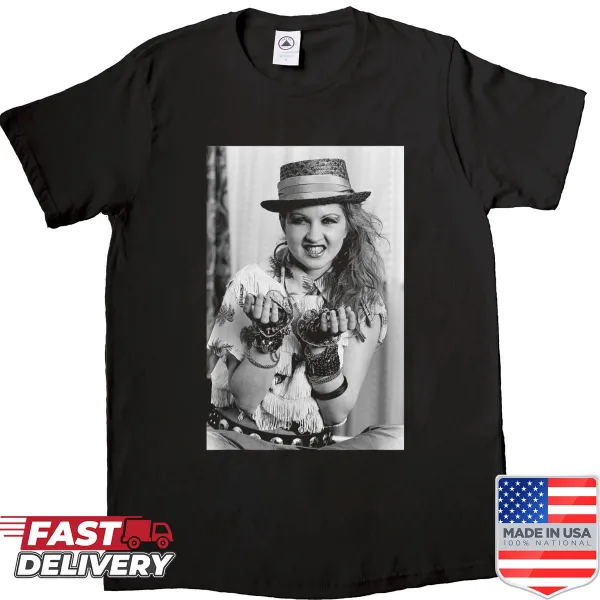 Cyndi Lauper photo shoot graphic on a vintage shirt
