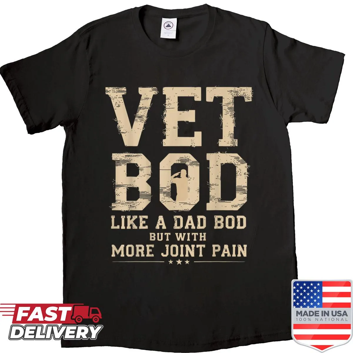 Humorous Vet Bod T-shirt for military veterans
