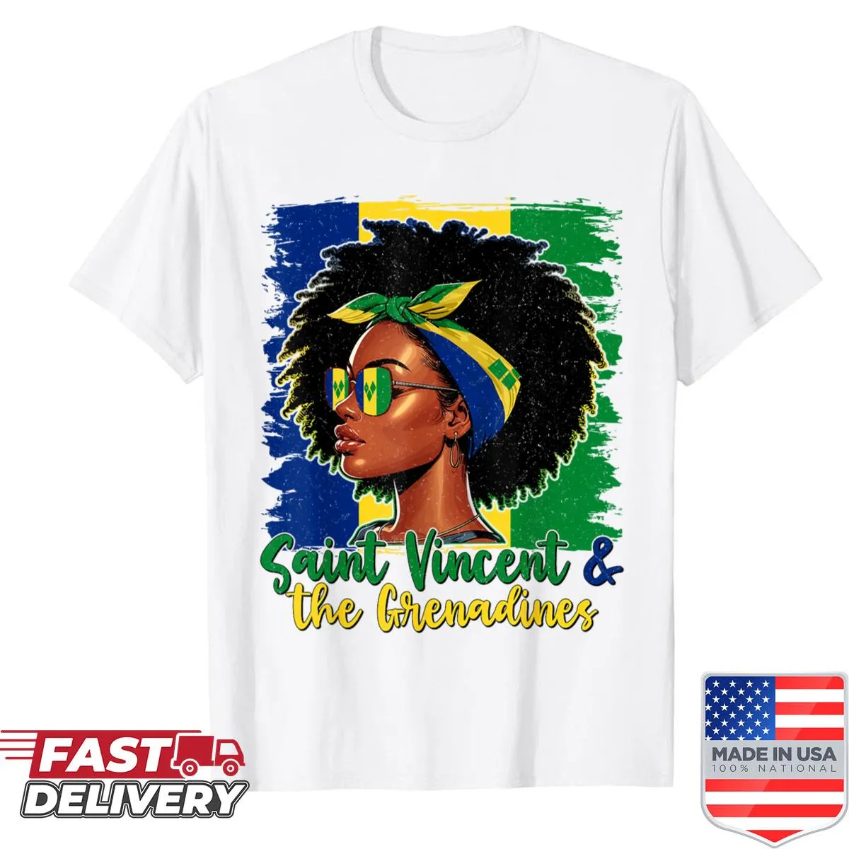 Illustrative St Vincent and the Grenadines flag shirt for women