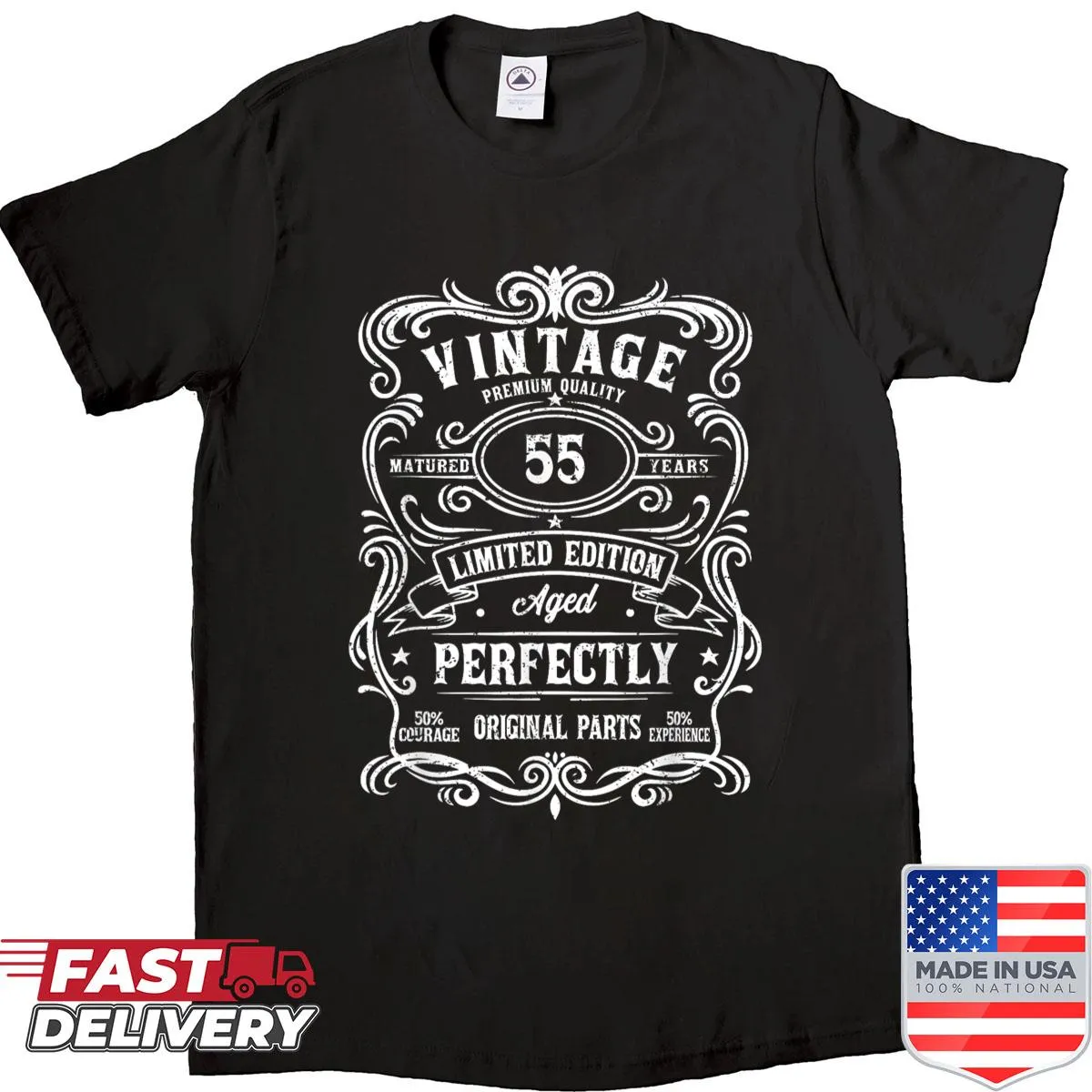 Vintage 55th birthday shirt for men and women celebrating age