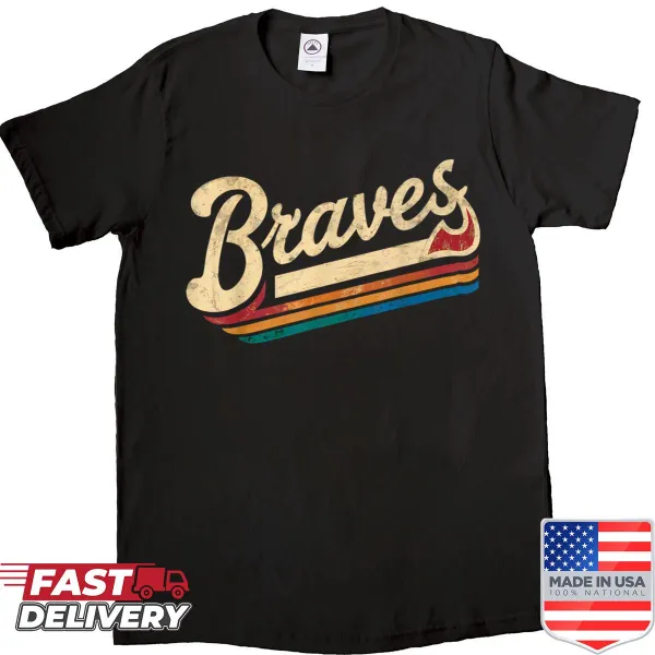 Vintage Braves shirt featuring a retro name design
