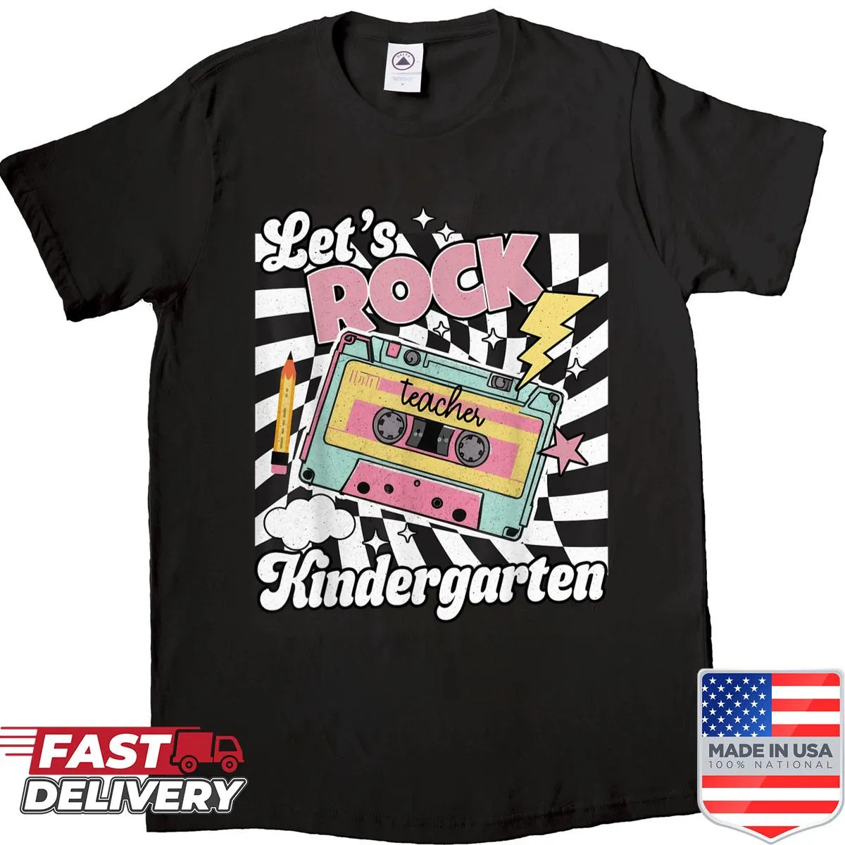Vintage cassette tape design for kindergarten teachers on a shirt