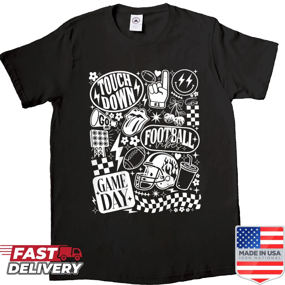 Vintage Football Mom t-shirt with back graphic celebrating team spirit