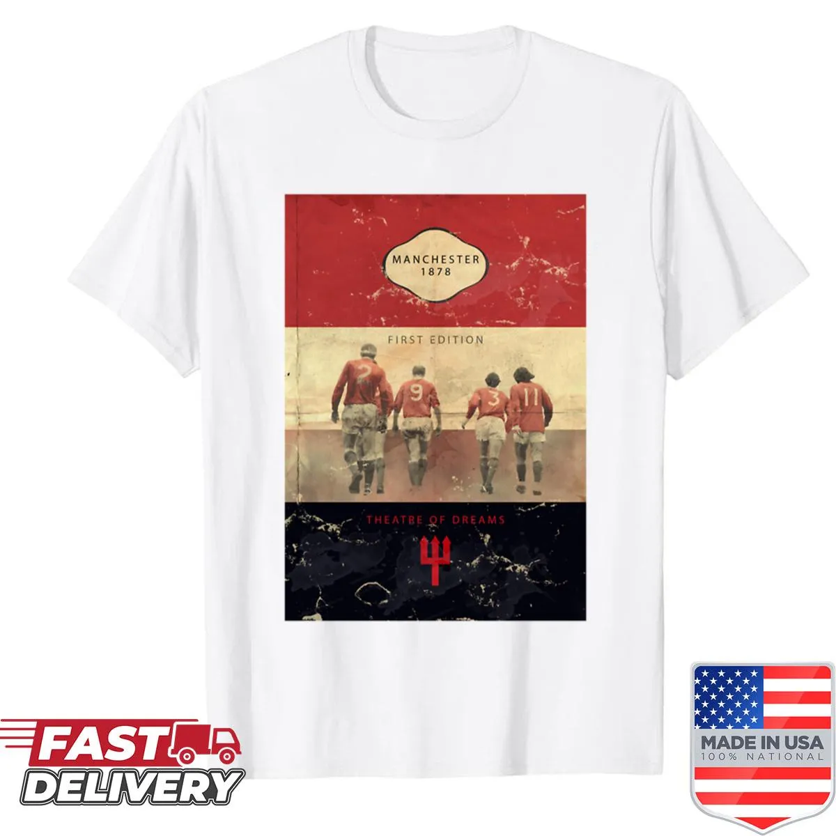 Vintage Manchester football book cover graphic t-shirt
