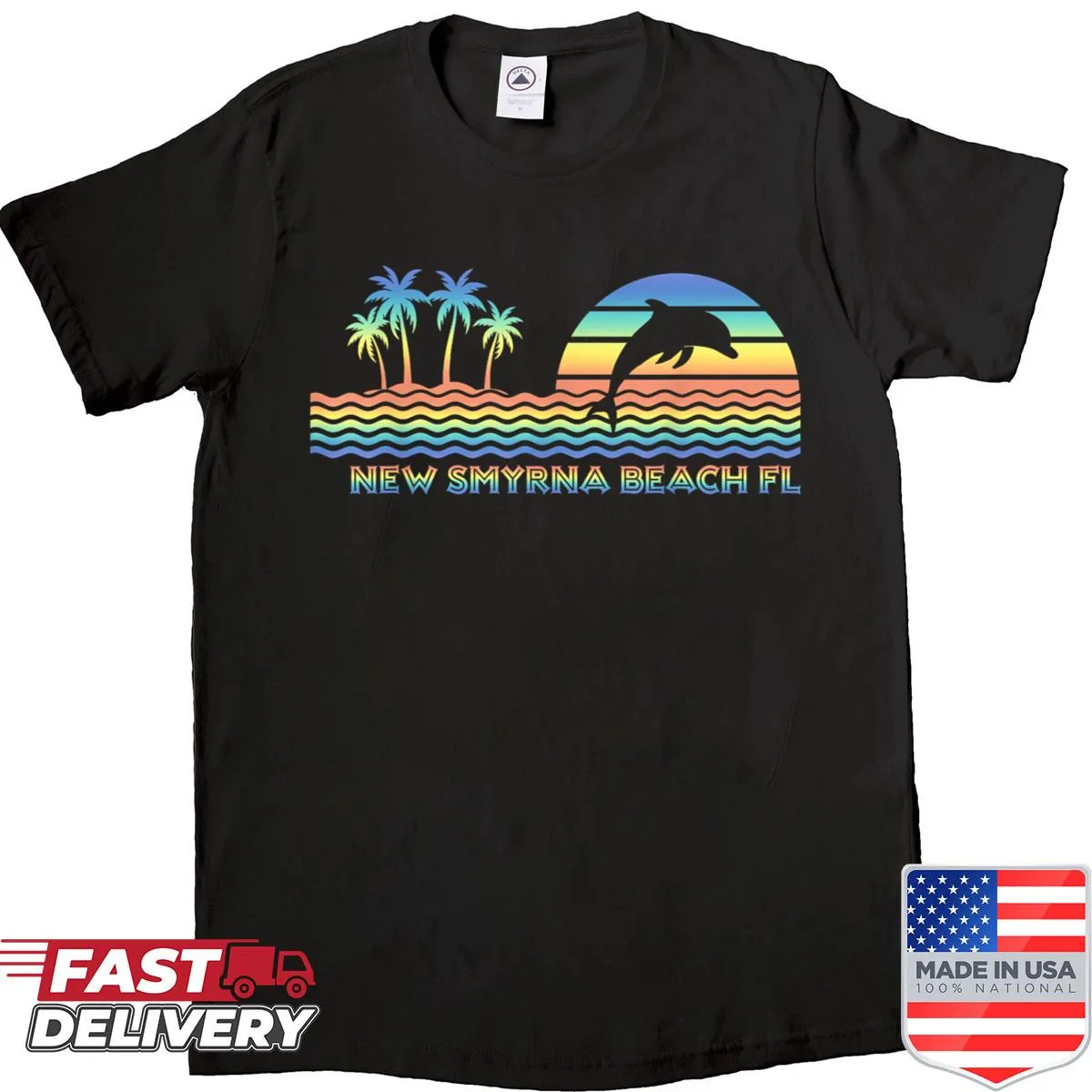 Retro dolphin lover souvenir shirt from New Smyrna Beach, FL