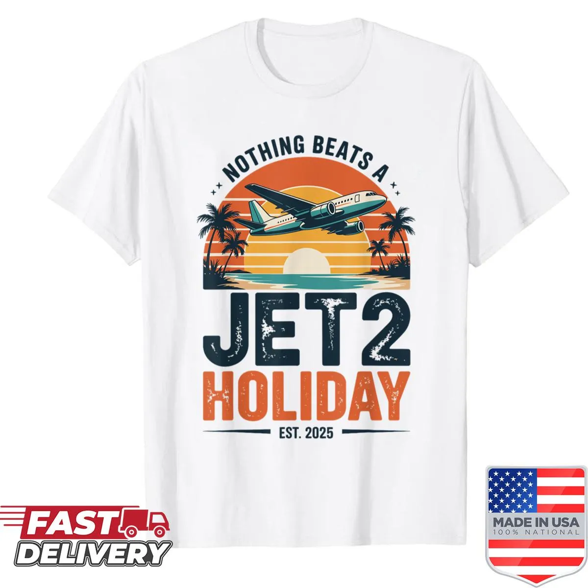 Vintage beach sunset design T-shirt celebrating holiday travel