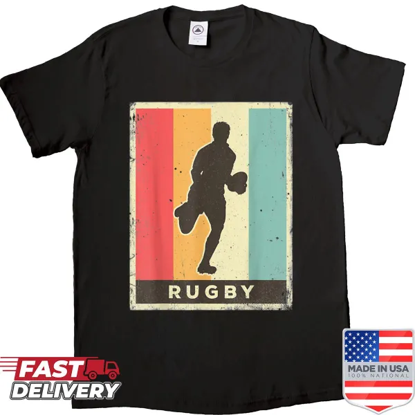 Retro poster design rugby shirt with vintage-style graphics