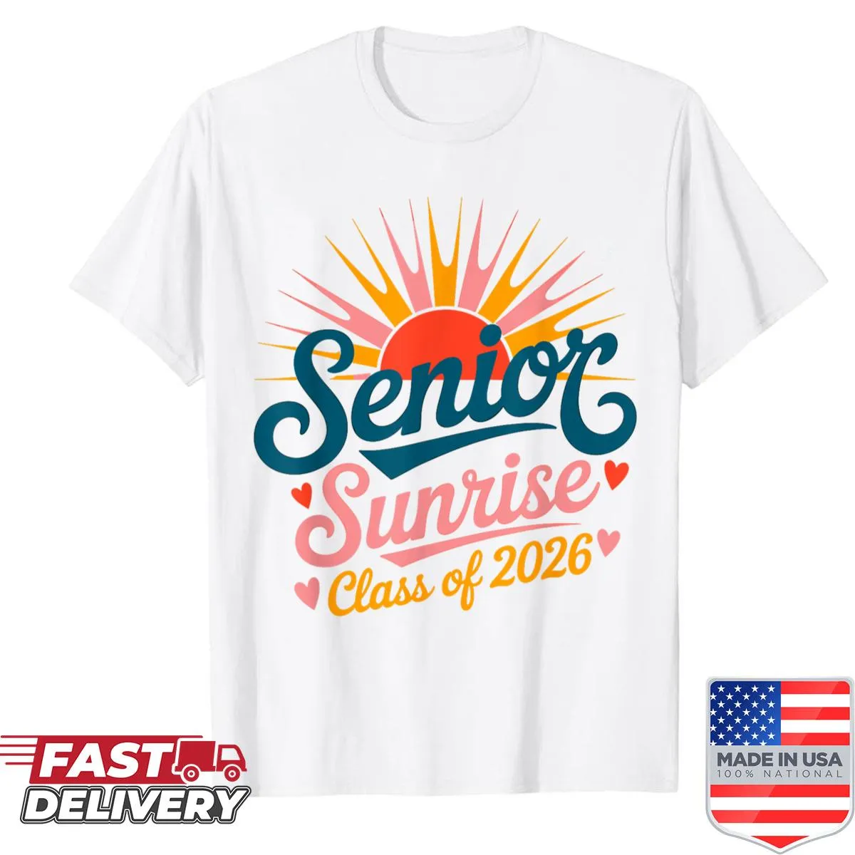 Vintage Senior 2026 Graduation t-shirt with sunrise graphic