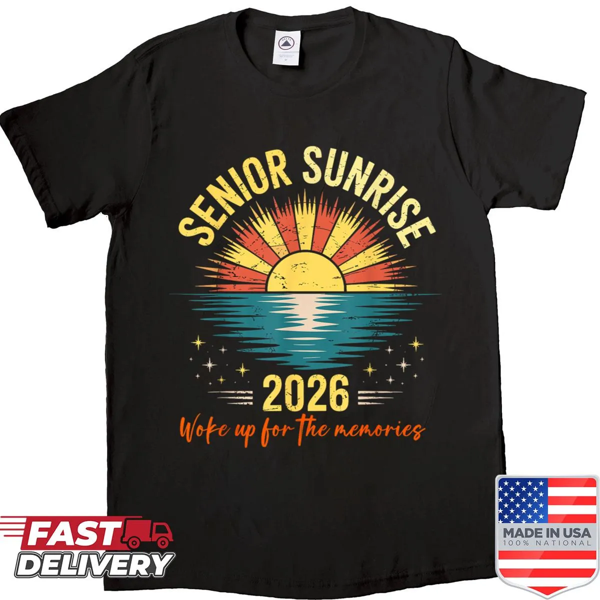 Vintage graduation shirt for Class of 2026 featuring sunrise graphic