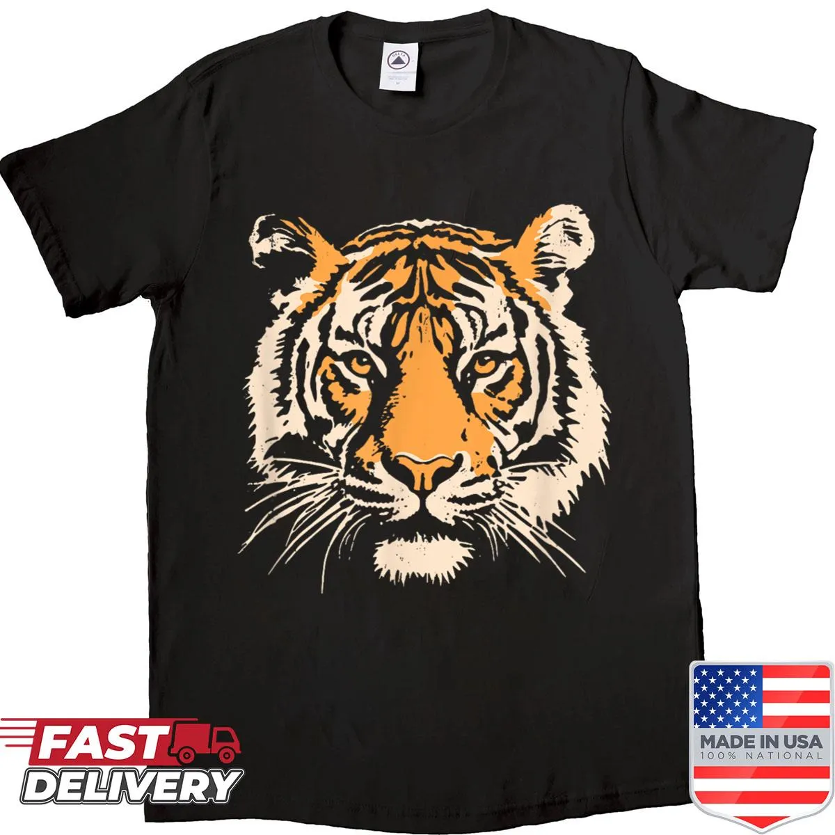 Vintage tiger graphic shirt with retro safari art for men
