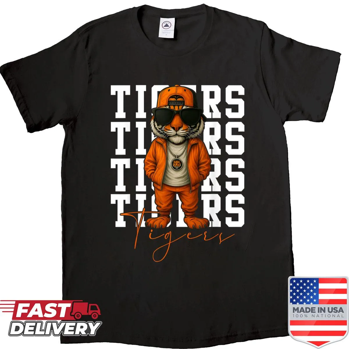Retro tiger graphic t-shirt for animal lovers