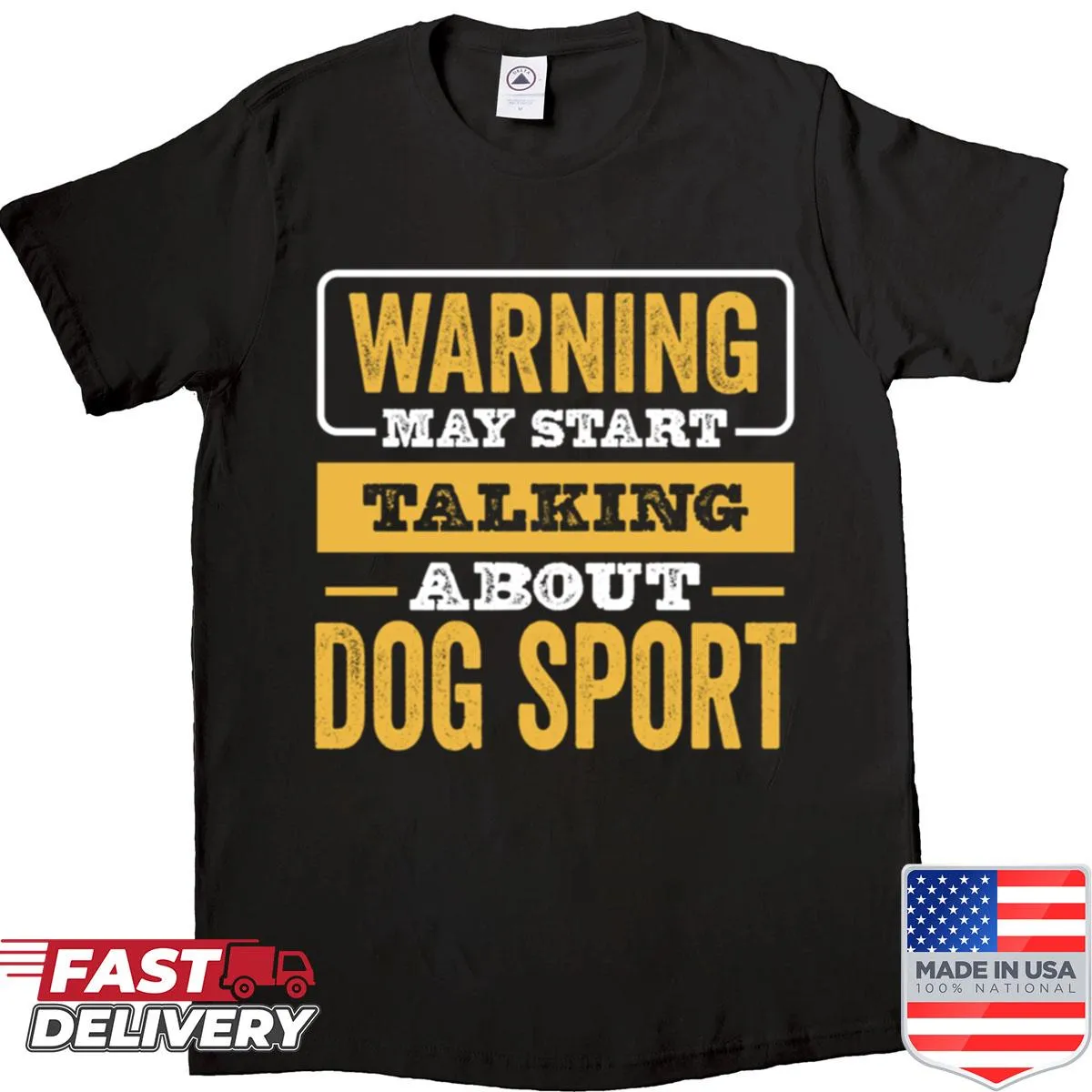 Festive dog sport shirt with humorous warning message