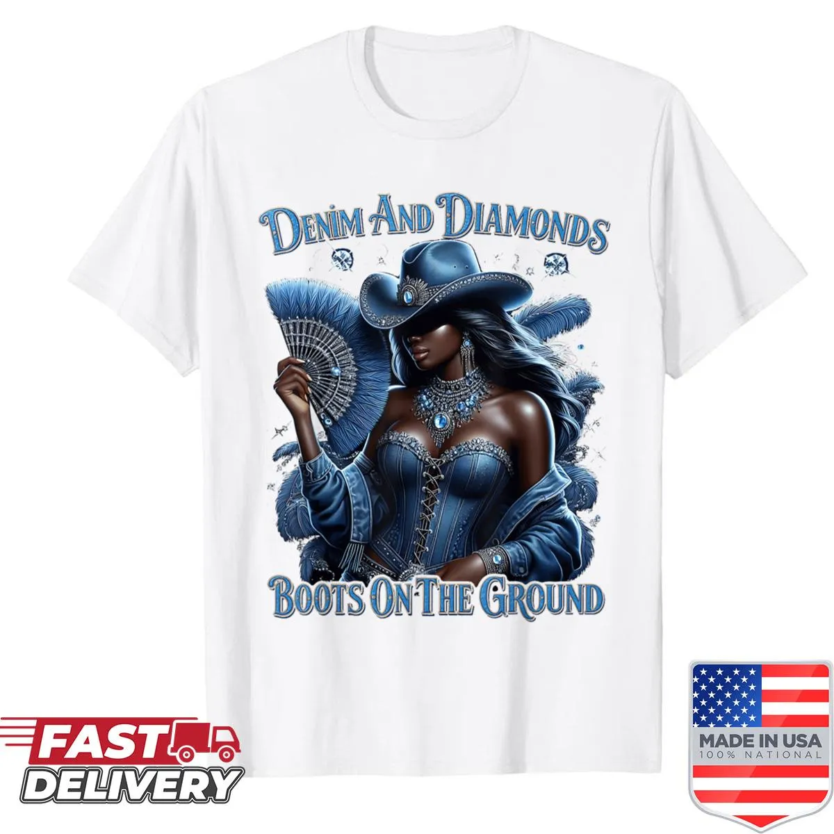 Cowgirl shirt featuring western boots and a glam design