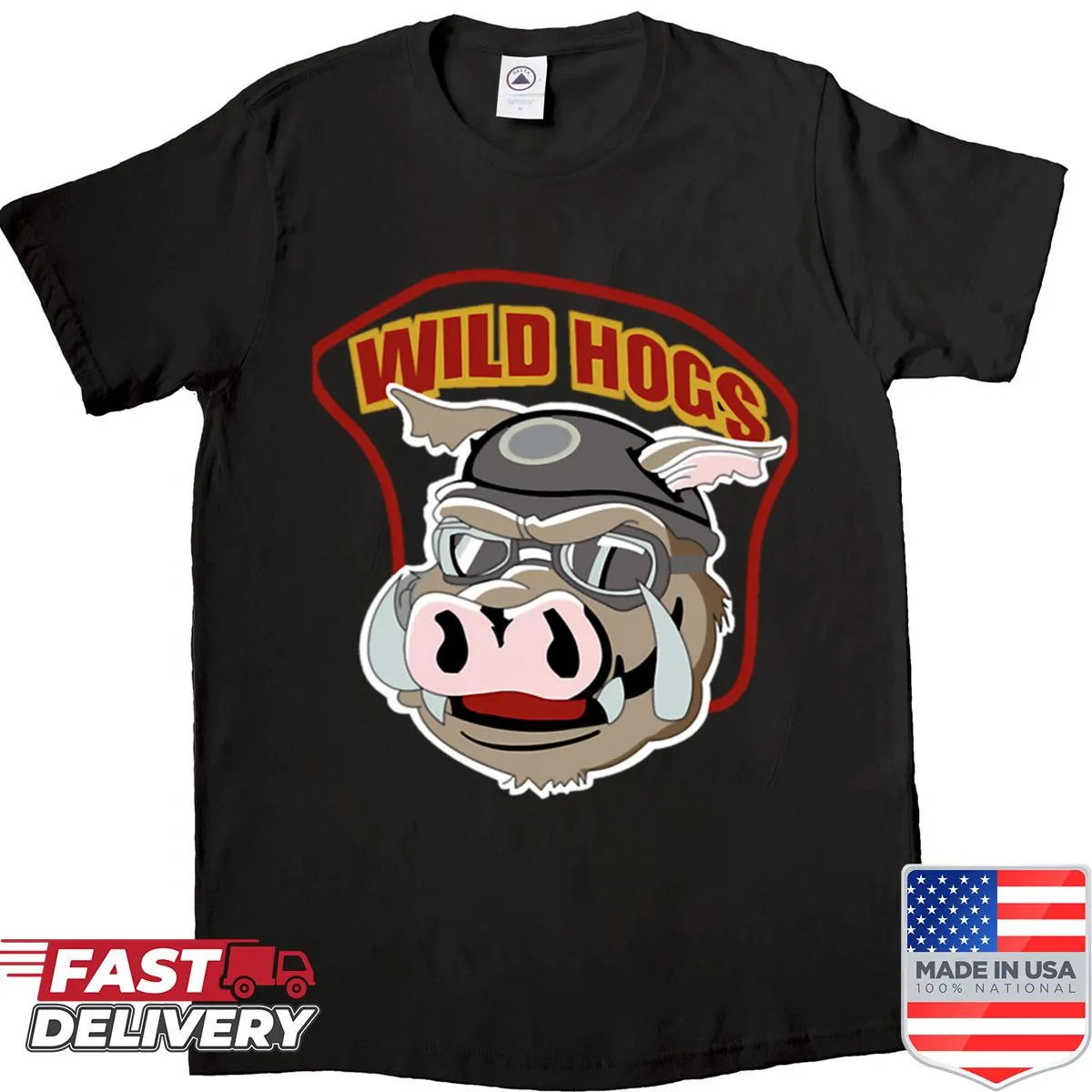 Bold Wild Hogs logo shirt for motorcycle enthusiasts