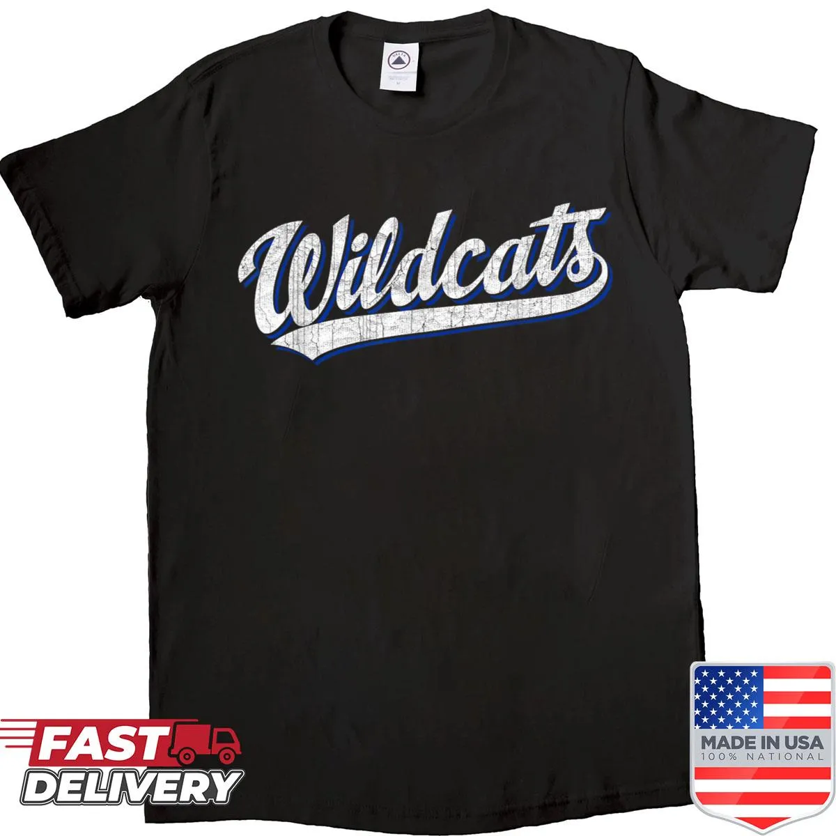 Vintage Wildcats shirt featuring team name design