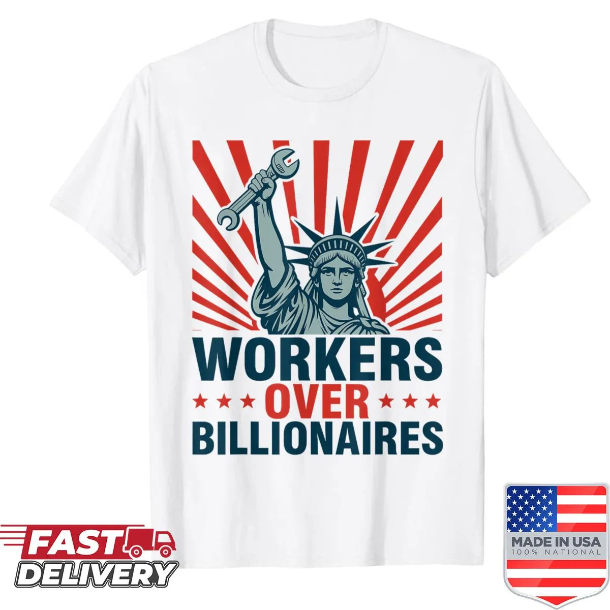 Activist t-shirt with Workers Over Billionaires slogan